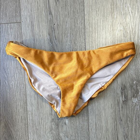 PQ Swim Gold Shimmy Ruched Bikini Bottoms - Picture 3 of 9